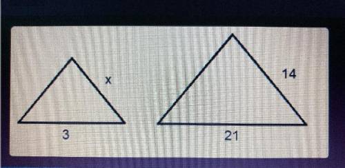 These two triangles are similar, what does x equal?