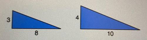 Determine whether these two triangles are similar, and if so what is the ratio of their sides?

Ye