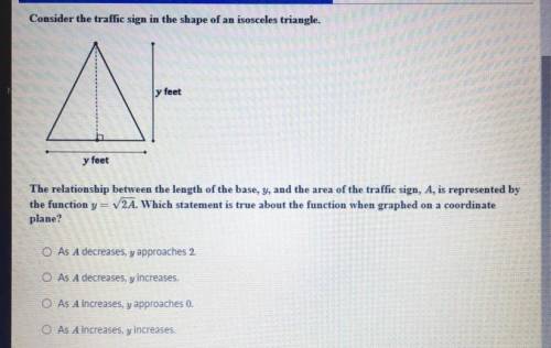 isosceles triangle... area and y intercept comparasion... WORTH 49 points. PIC INCLUDED* pls explai