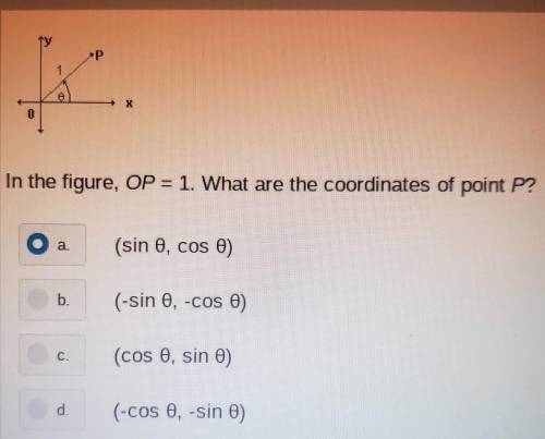 In the figure OP= 1 what are the coordinates of Point p​