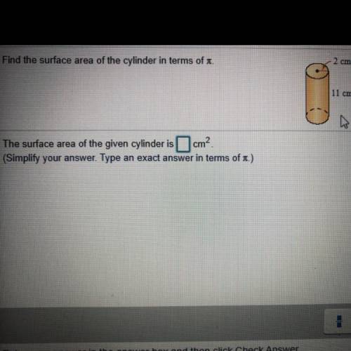 Find the surface area of the cylinder in terms of x