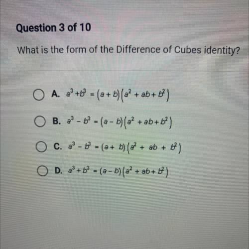 What is the form of the Difference of Cubes indentity?