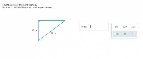 [Help asap, will mark correct answer as brainliest] Find the area of the right triangle.

Be sure