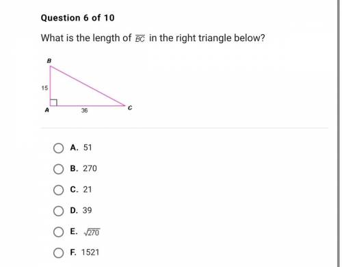 What is the length of bc in the right triangle?
