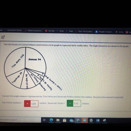Find Thin Mints in radians 
Need help with math homework