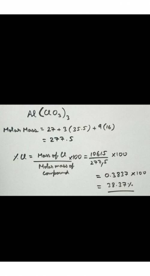 Calculate the percentage of CL in AL(CLO3)3​