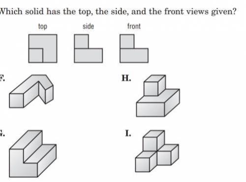 Which solid has the top, side, and front views given
please help me I’m
In an exam!