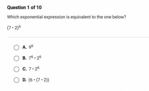 HELP PLEASE WILL GIVE BRAINLIEST!!!

Which exponential expression is equivalent