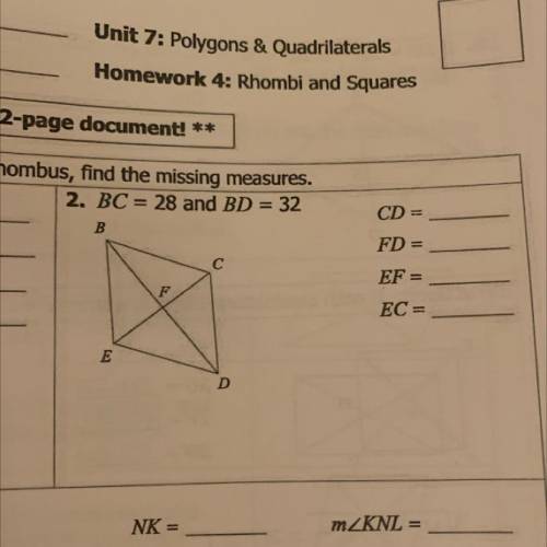 Unit 7: Polygons & Quadrilaterals
Homework 4: Rhombi and Squares