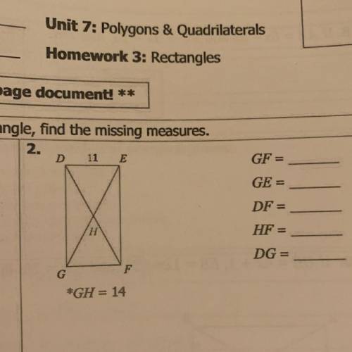 Unit 7: Polygons & Quadrilaterals
Homework 3: Rectangles