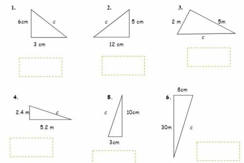Find the length of the missing side in the following examples
