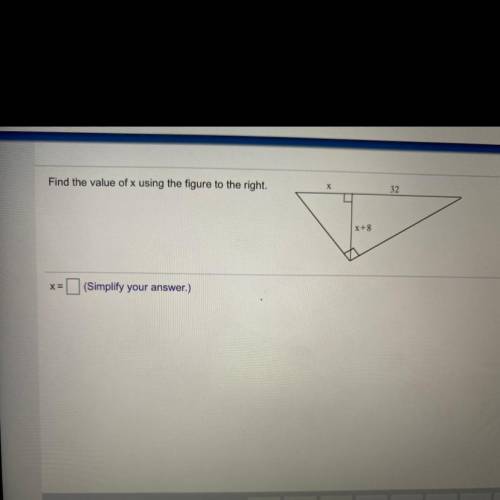 Find the value of x using the figure to the right.
Please help