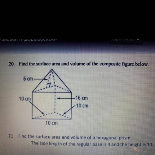 Need help finding the surface area and volume?