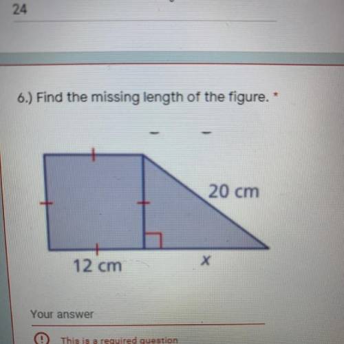Find the missing length of the figure (x) and show how