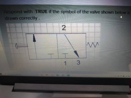 Respond with TRUE if the symbol of the valve shown below is

drawn correctly
Select one:
True
Fals