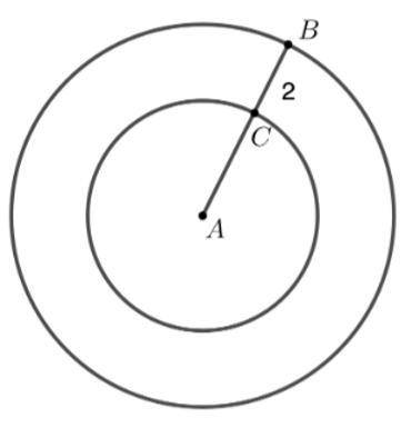 The equation of the inner circle is x2+y2−8x−6y−11=0 and CB = 2. Which statements are correct? Sele