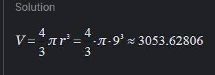 Find the volume of the sphere d=18