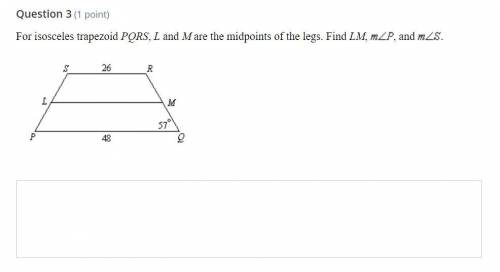 For isosceles trapezoid PQRS, L and M are the midpoints of the legs. Find LM, m