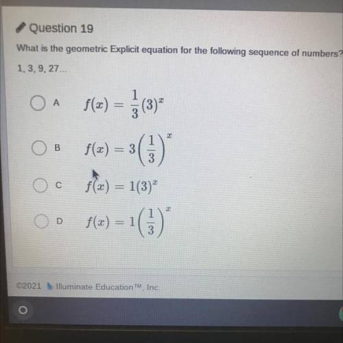 What's is the explicit equation for the sequence 1,3,9,27