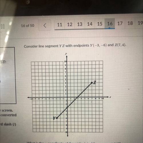 What is the y coordinate of the midpoint of the line segment yz?