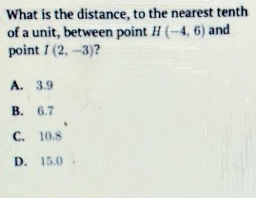 What is the distance, to the nearest tenth

of a unit, between point II - 1. 6) andpoint I (2, 3)?