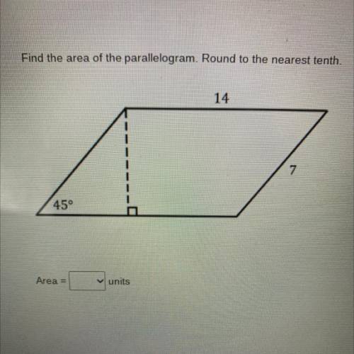 Find the area of the parallelogram. Round to the nearest tenth.