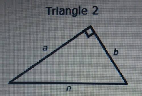 Part B Since the equations for both triangles have a2 + b2, you can think of the two equations for