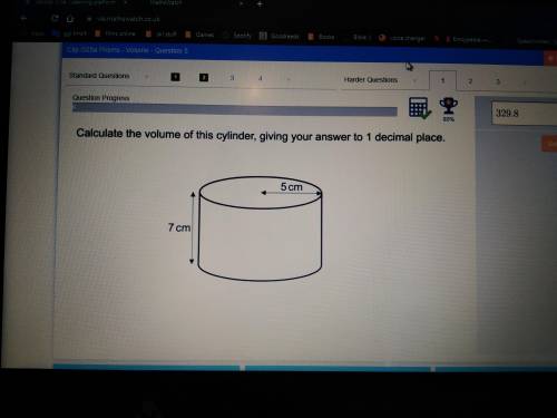 Calculate the volume of the cylinder giving your answer to 1 decimal. Picture linked. Please I have