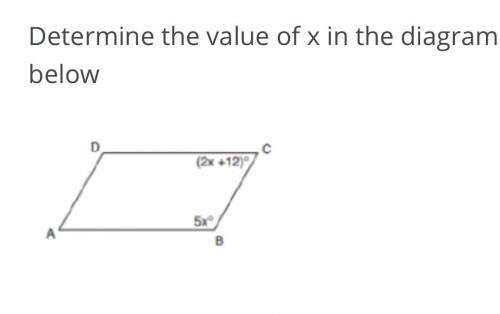 Determine the value of x in the diagram below
( HELP PLEASEEE )