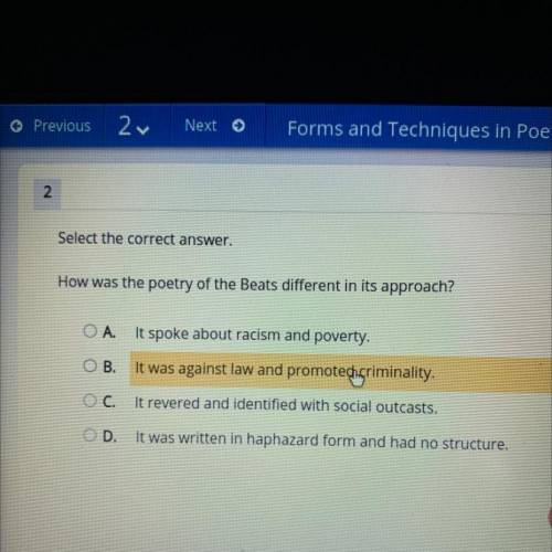 How was the poetry of the Beats different in its approach?

A. It spoke about racism and poverty.