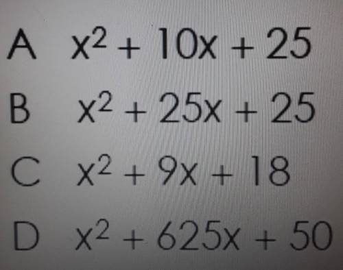 Which of the following is a perfect square trinomial?​
