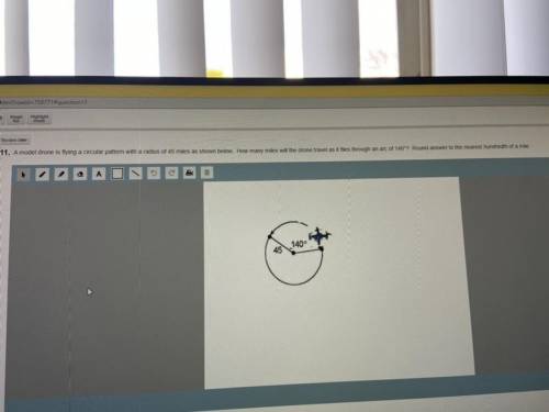 A model drone is flying a circular pattern with a radius of 45 miles as shown in the picture. How m