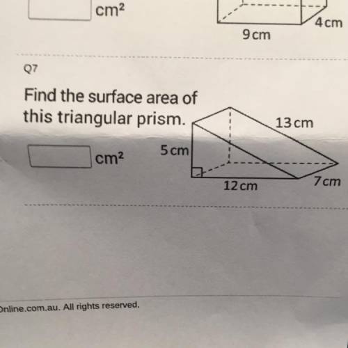 Find the surface of this triangular prism please