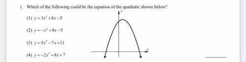 Which of the following could be the equation of the quadratic shown below