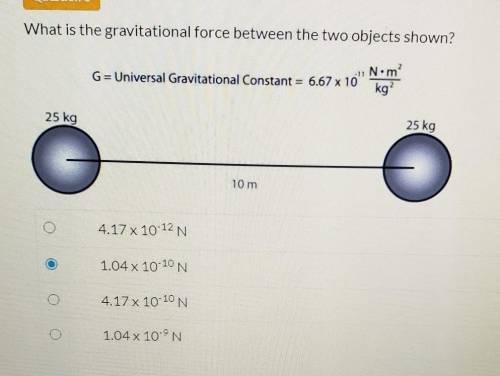 What is the gravitational force between the two objects shown? Please help me.​