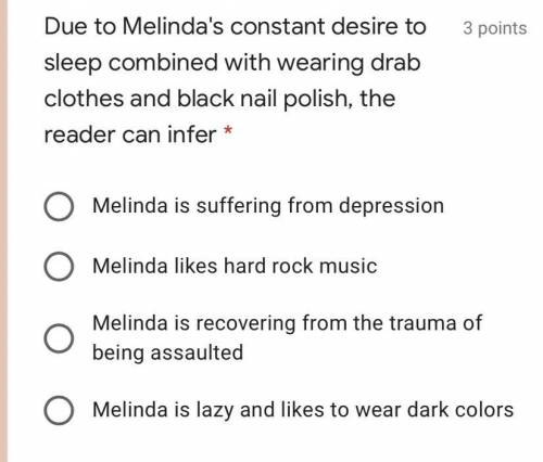 Due to Melinda's constant desire to sleep combined with wearing drab clothes and black nail polish,