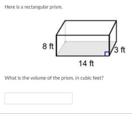 Here is a rectangular prism. What is the volume of the prism, in cubic feet?