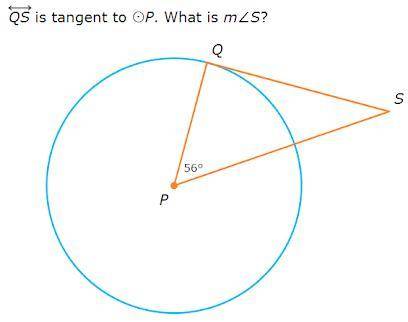 QS is tangent to P. What is measure of angle S?