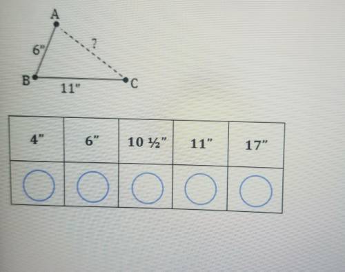 Melanie is drawing a triangle. one side of her triangle is 6 inches long,and a second side is 11 in