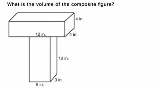 What's the volume of this composite figure

a. 272 cubic inches
b. 192 cubic inches
c. 180 cubic i