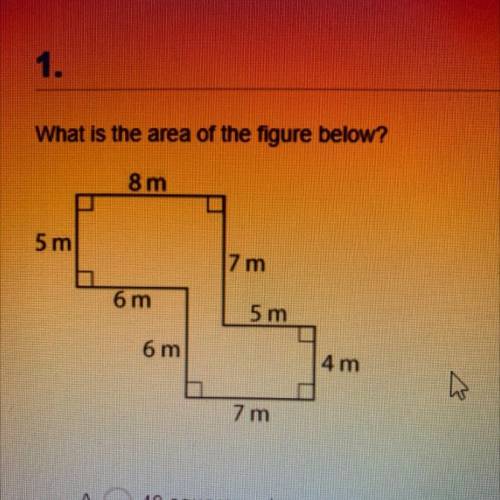 What is the area of the figure? 
A. 48 
B. 84 
C. 66 
D. 72