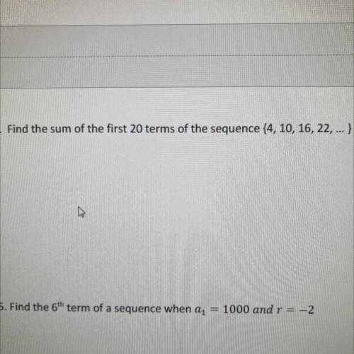 Find the sum of the first 20 terms of the sequence {4,10,16,22,...} step by step