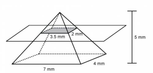 A slice is made parallel to the base of a right rectangular pyramid, as shown.

What is the area o