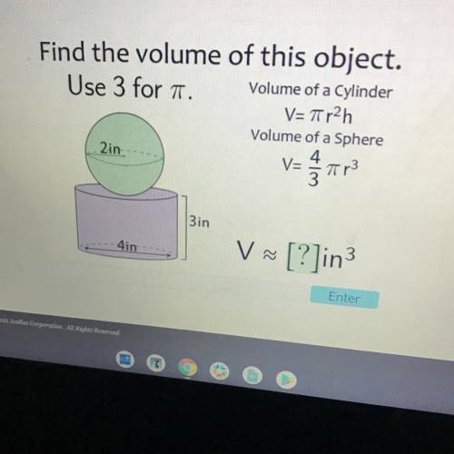 PLZZ HELP ME!!!
ANY LINKS WILL BE REPORTED 
Find the volume of this object.