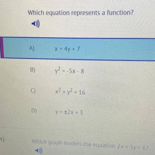 Which equation represents a function?