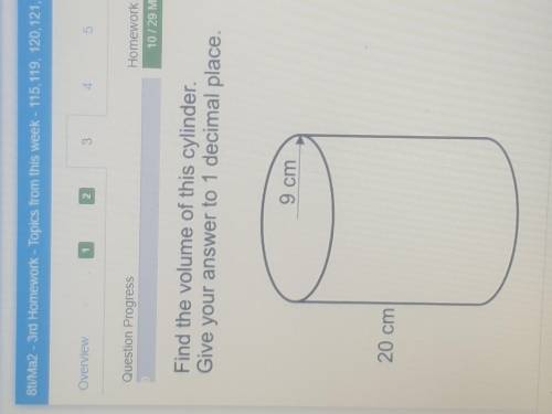 Find volume of cylinder. Look at image for full