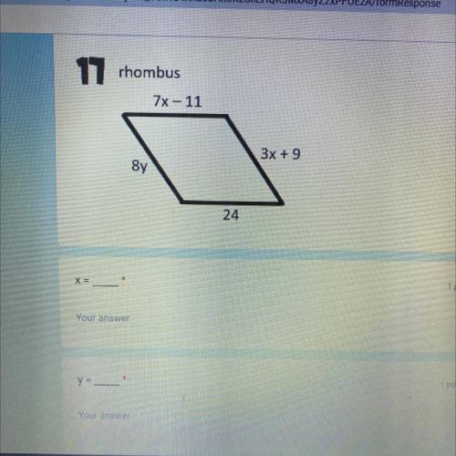 Need the answer to x and y !
