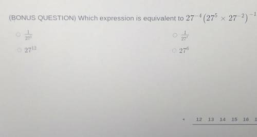Which expression is equivalent to 27-4 (27 5 x 27-2)-1?​