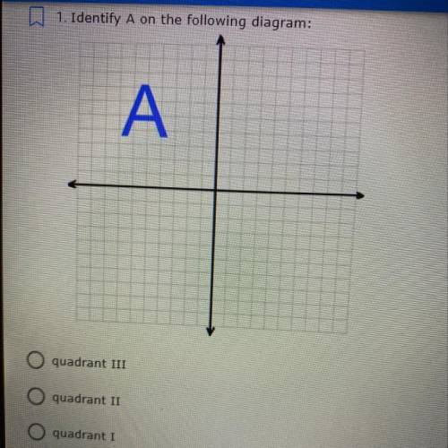 1. Identify A on the following diagram:

A
quadrant III
quadrant II
quadrant 1
quadrant IV