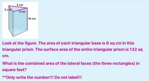 What is the combined area of the lateral faces